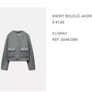 Zara Classic Gray Bouclé Blazer